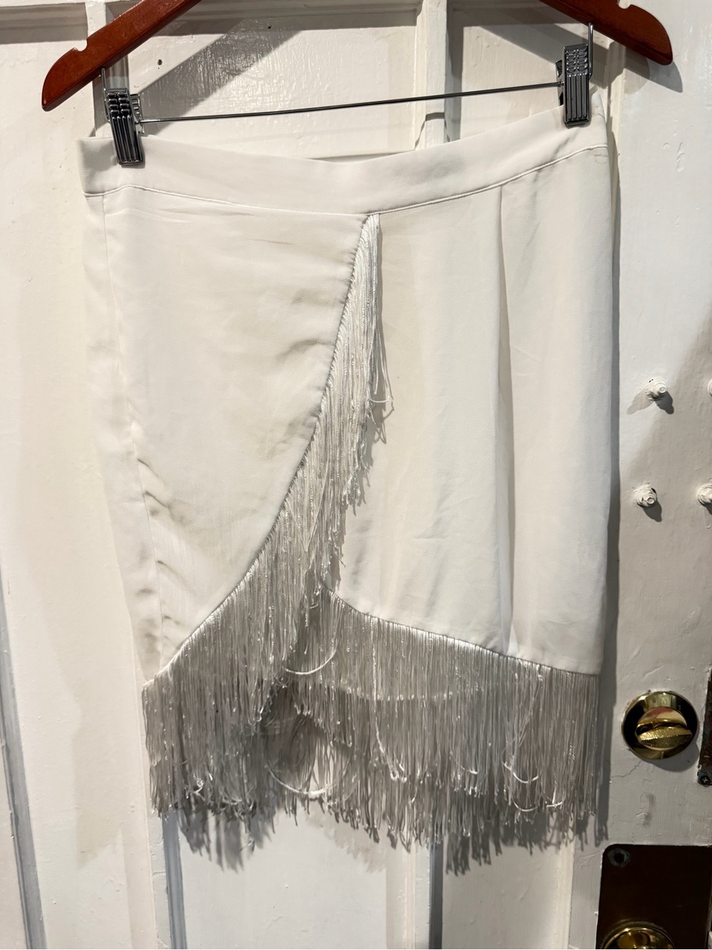 PrettyLittleThing White Fringe Wrap Mini Skirt
